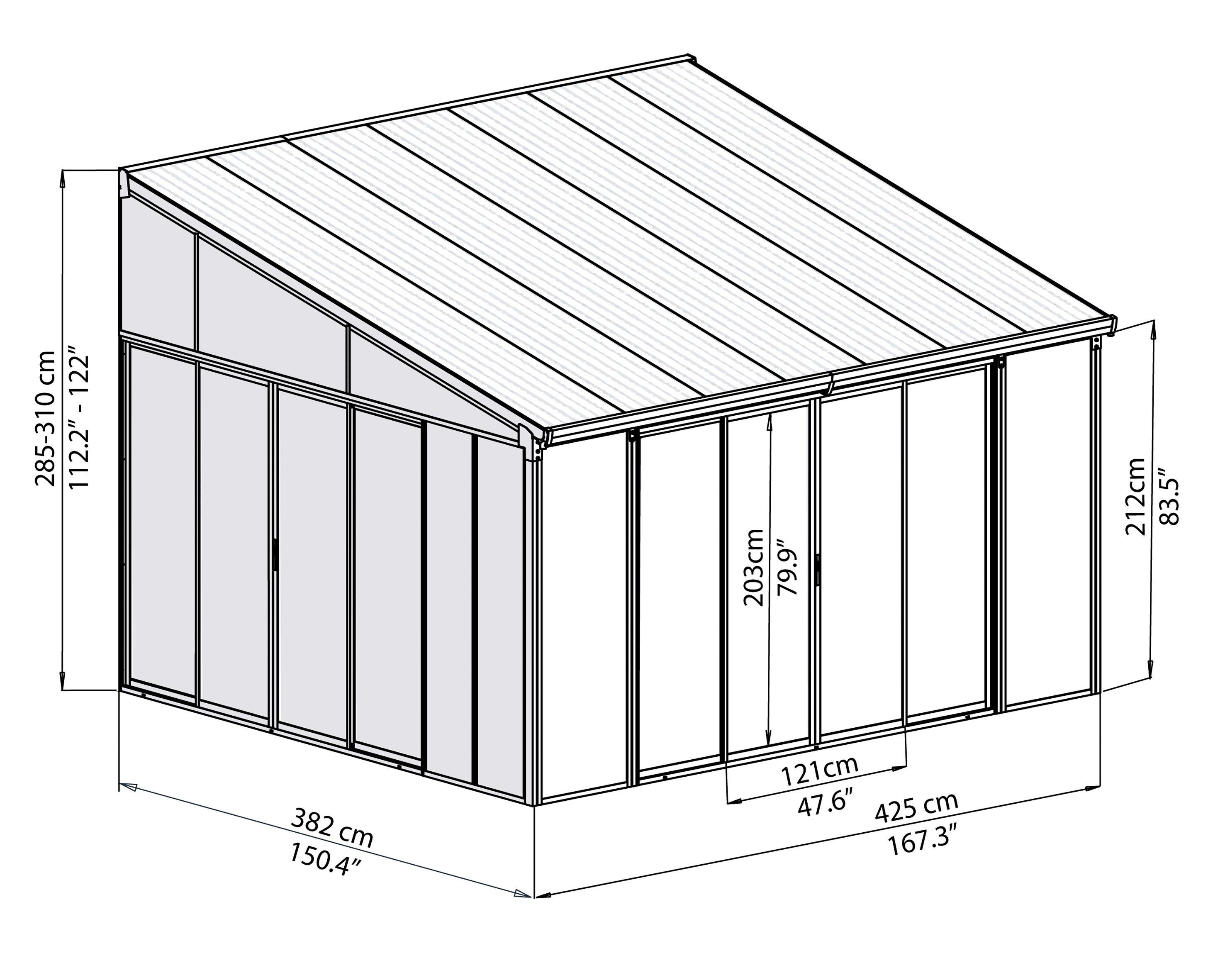 Palram - Canopia Wintergarten San Remo 4x4.2, BxT: 382x382 cm, Bedachung Doppelstegplatten, BxT: 425x382 cm