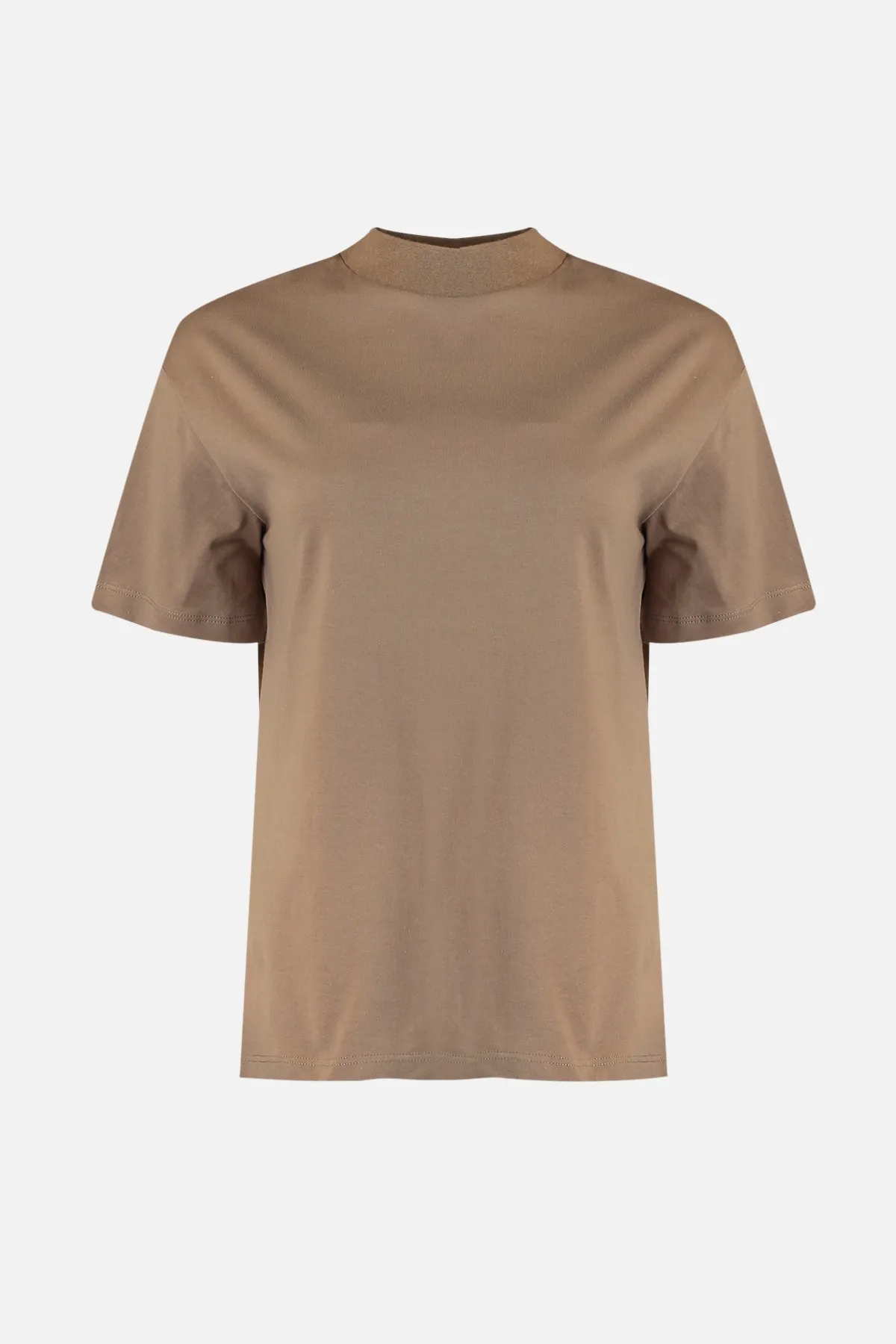 Trendyol Collection  Beige-Nerz, 2er-Pack Basic-Strick-T-Shirts aus 100 % Baumwolle mit hohem Kragen TWOSS20TS1500