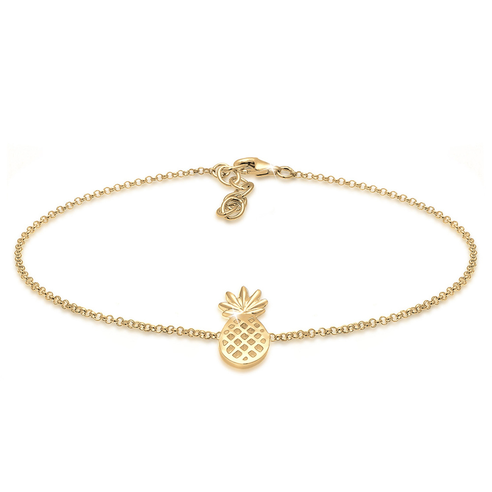 Elli Elli Bracelet de Cheville Ananas Pineapple Tropical 925 Sterling Silber Bijoux
