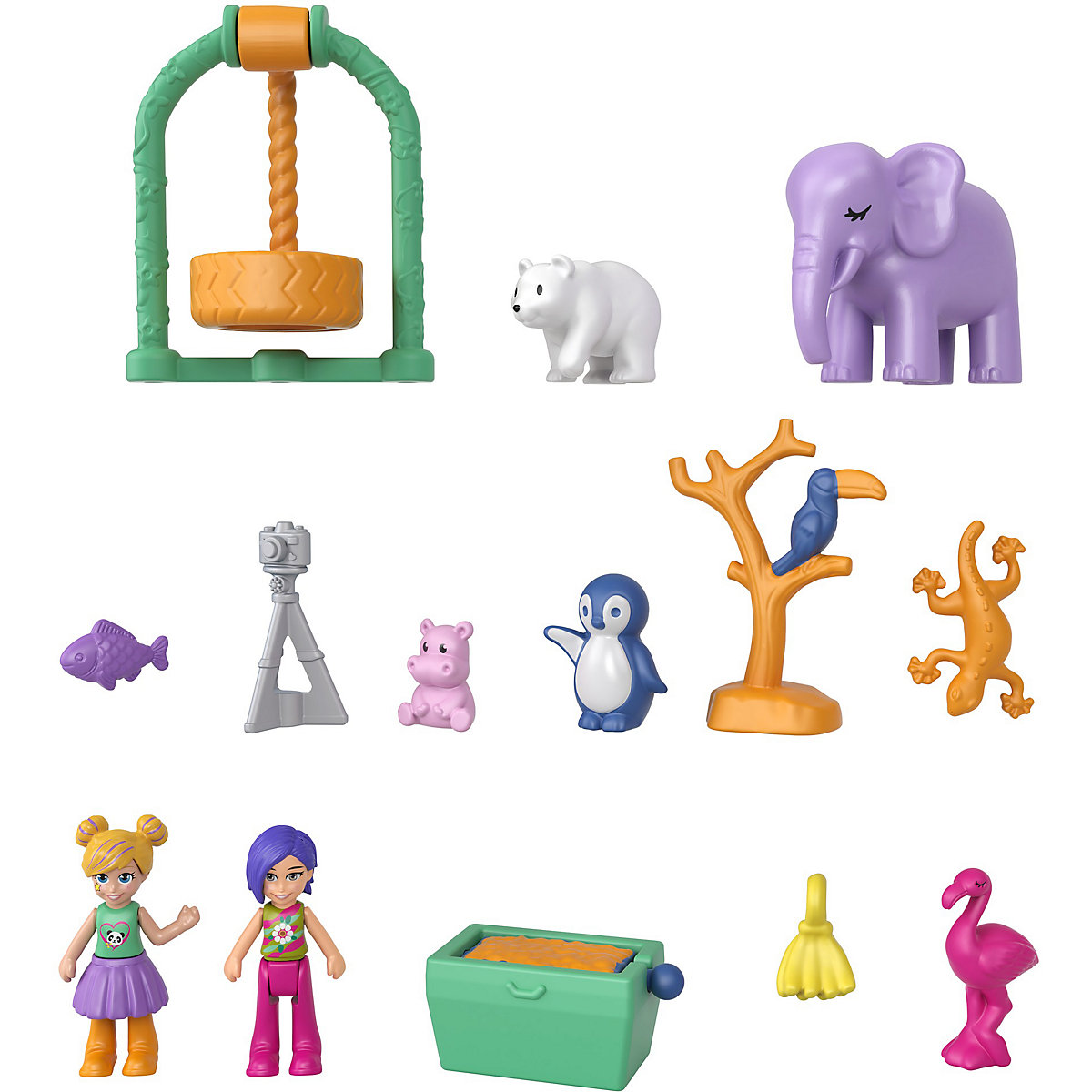 Polly Pocket Elefantenabenteuer Schatulle mit 2 Puppen und 5 Überraschungen