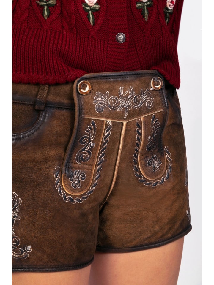 Edelnice Lederhose in dunkelbraun günstig kaufen