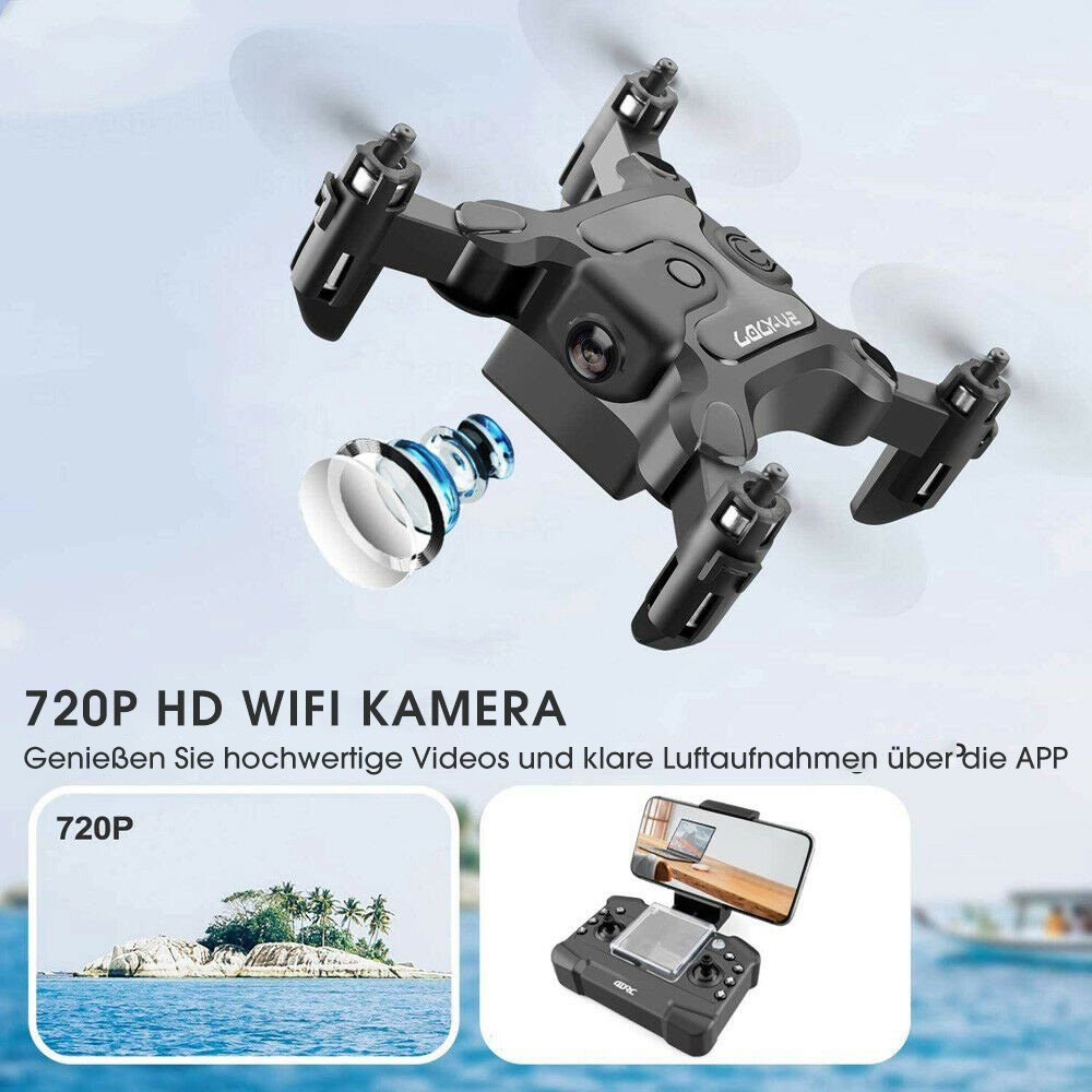 4DRC mit wifi Kamera für Kinder & Anfänger, mini, klappbar Spielzeug-Drohne (720P HD, Flugbahn Flug, Kopfloser Modus, Halten der Flughöhe, 3D-Flips)