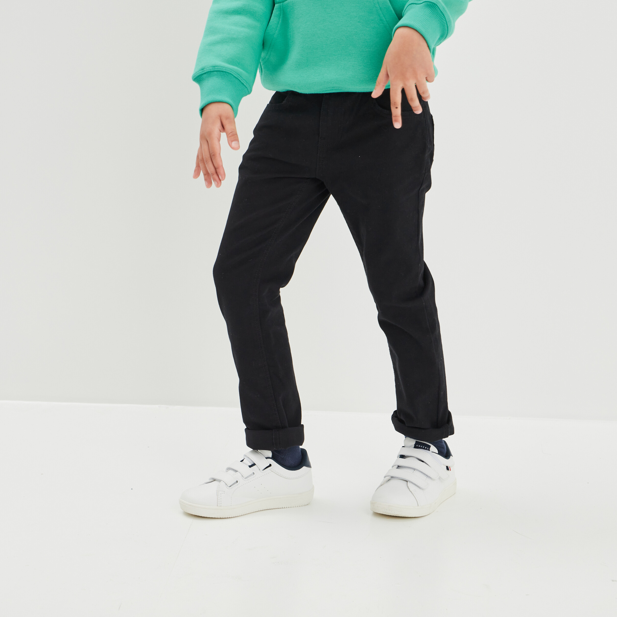Pantalon regular noir garçon | La Halle