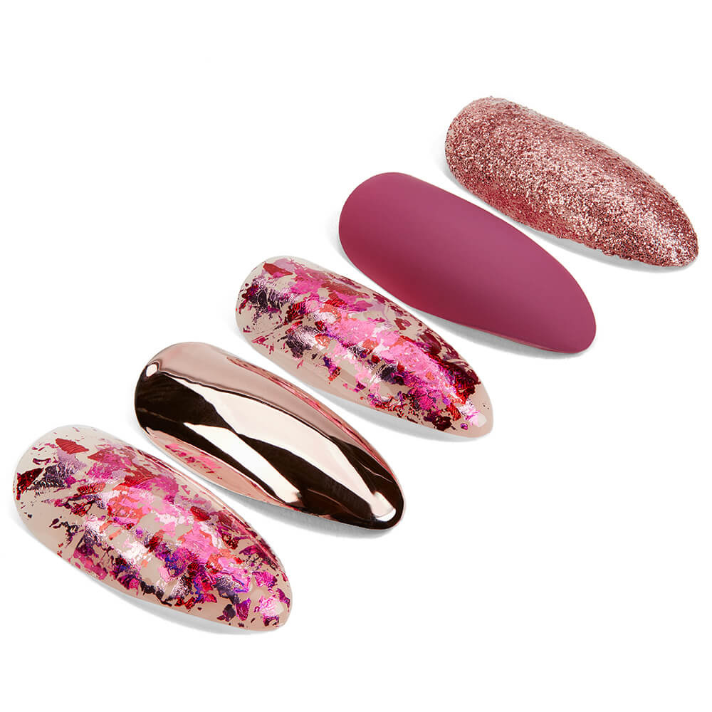 Ardell Nail Addict Chrome Pink Foil Faux-ongles prêt à poser Ardell avec accessoires