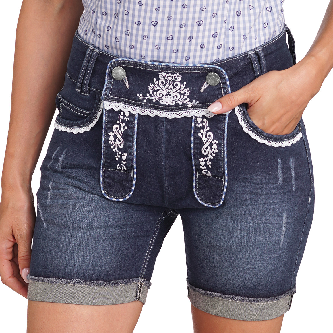 Damen Trachtenshorts mit Spitze