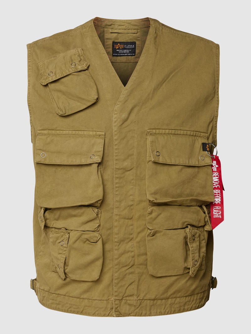 Weste mit Label-Details Modell 'MILITARY' in olivgrün