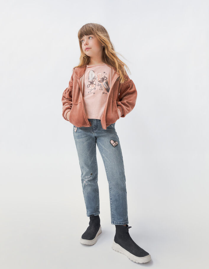 Jean STRAIGHT bleu avec badges fille
