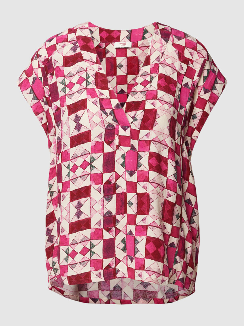 Blusenshirt aus Viskose mit Allover-Muster in fuchsia