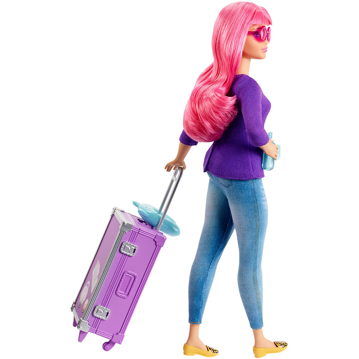 Barbie Daisy Reise Puppe (pinke Haare) mit Zubehör, Anziehpuppe, Modepuppe