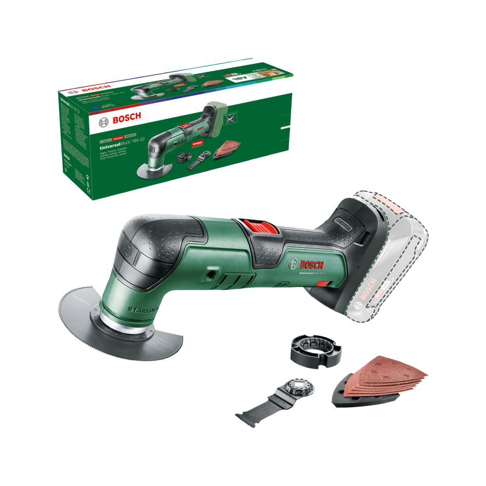 Bosch Green 0603105000 UniversalMulti 18V-32 Cordless Multi-tool set excl. batteries and charger in box