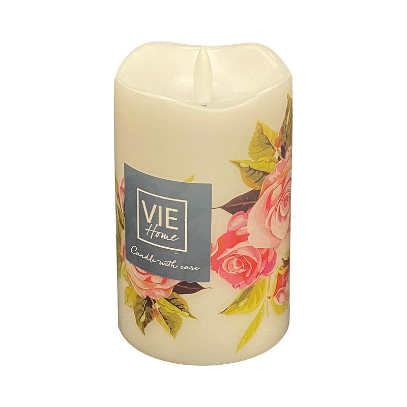 Vie Home Kubbelys 12,5 cm m/print LED timer Rose
