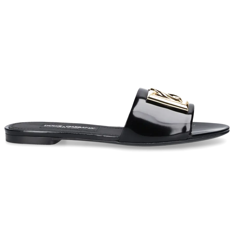 Dolce & Gabbana - Damenschuhe CIABATTA FLAT Lackleder - schwarz