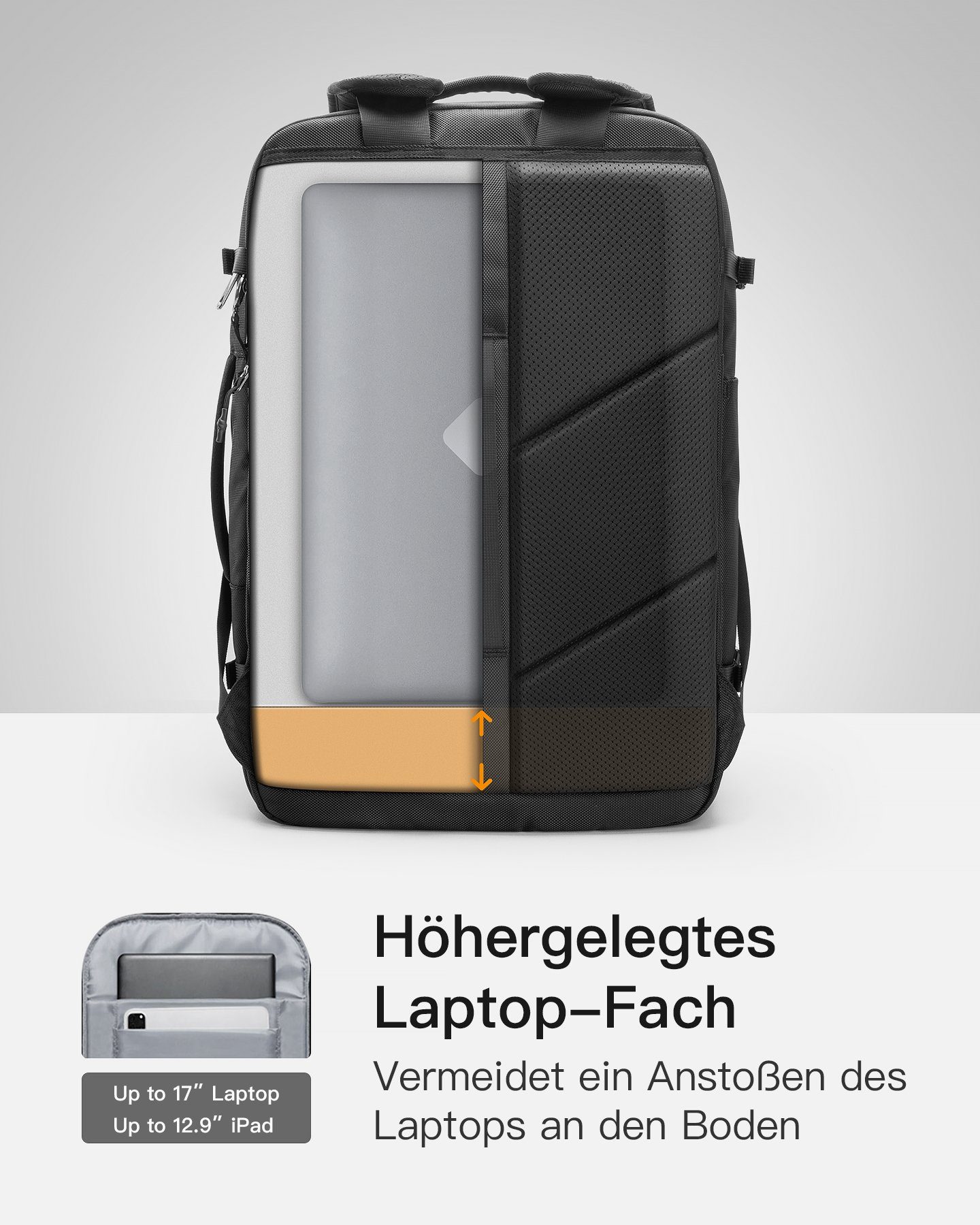 Inateck Reiserucksack 42L Großer wasserdichtes Kabinenrucksack, Diebstahlschutz Handgepäck, mit Zahlenschloss, RFID-sichere Tasche