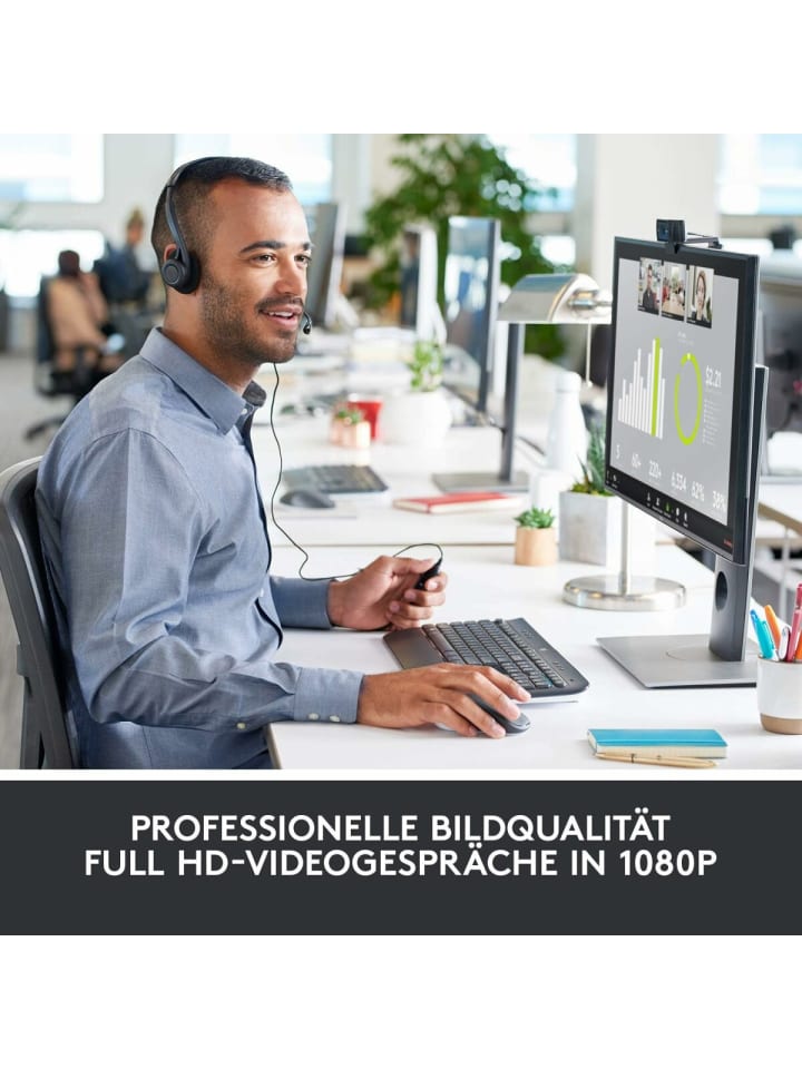 Logitech Erstklassige Webcam C920 mit 1080p Full-HD - gestochen in Schwarz günstig kaufen onesize