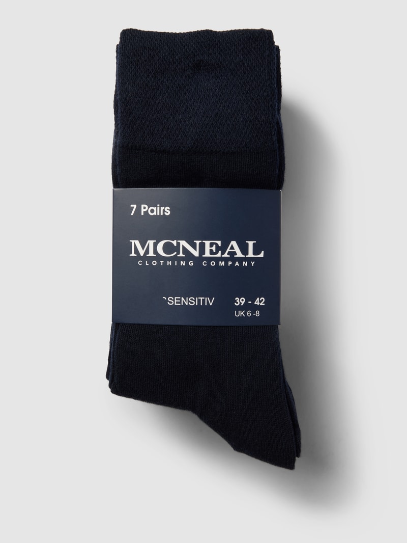 Socken mit Label-Stitching im 7er-Pack Modell 'Sensitiv' in marineblau