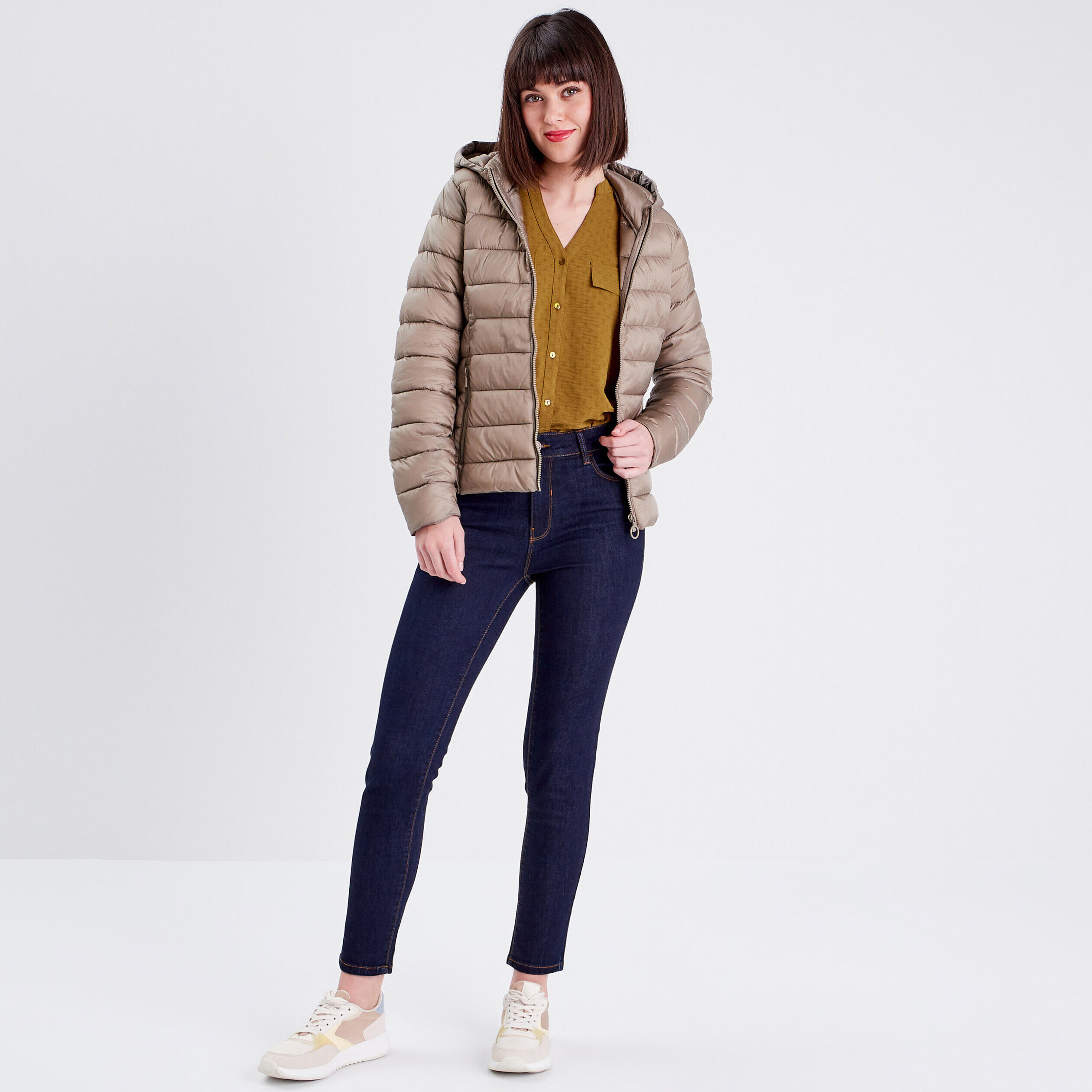 Chemise manches 3/4 vert olive femme | Cache Cache
