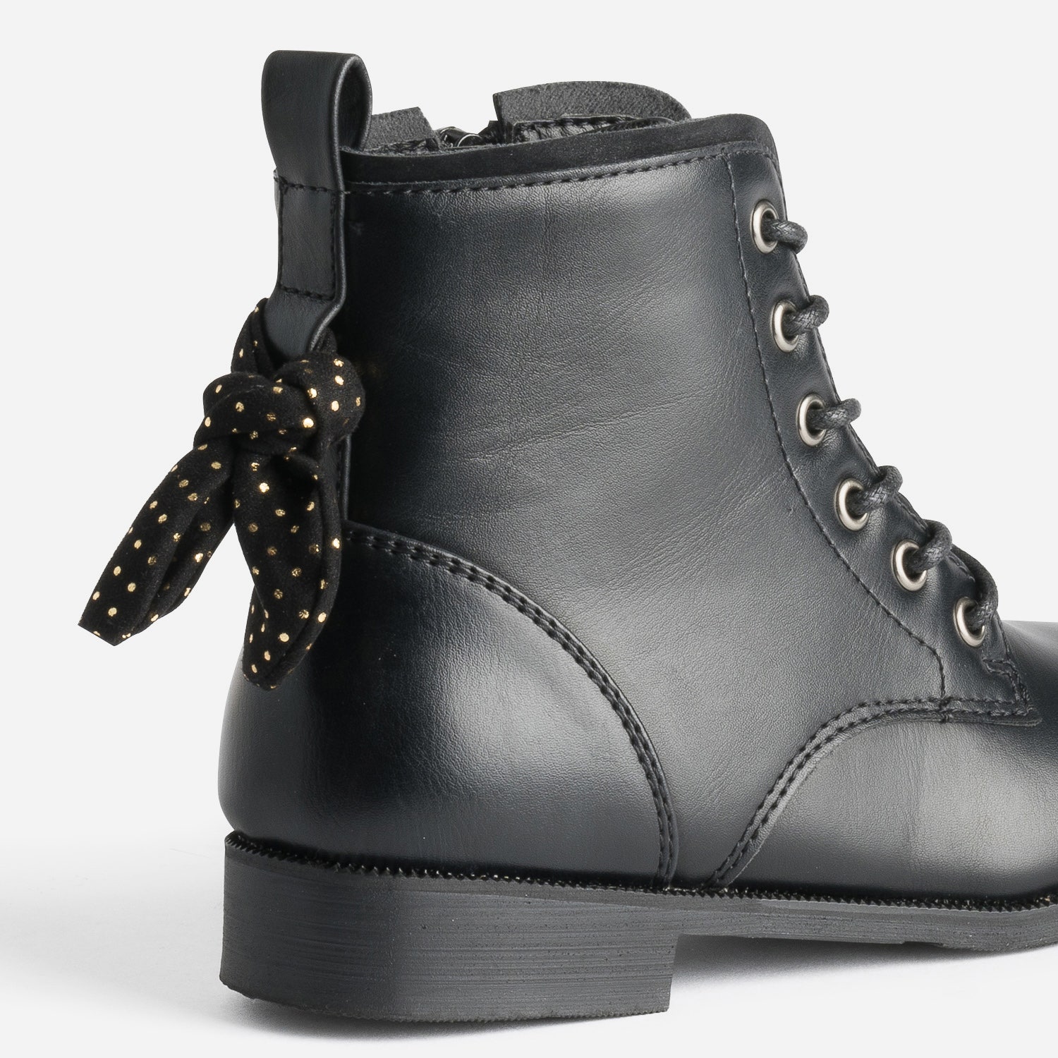 Boots à lacet BUGGY noir avec nœud-pois