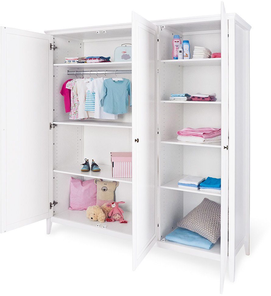 Pinolino® Babyzimmer-Komplettset Smilla, (Set, 3-St., Bett, Kleiderschrank, Wickelkommode), extrabreit groß; mit Kinderbett, Schrank und Wickelkommode