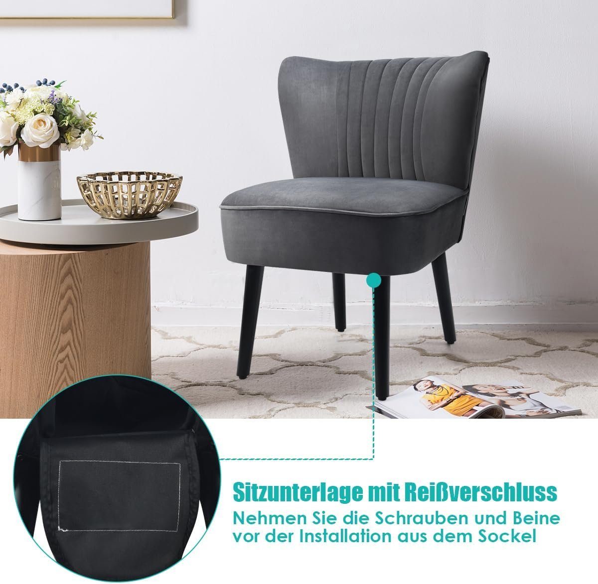 KOMFOTTEU Polsterstuhl Relaxsessel (2er Set), mit Gepolstertem Sitz & Hoher Rückenlehne