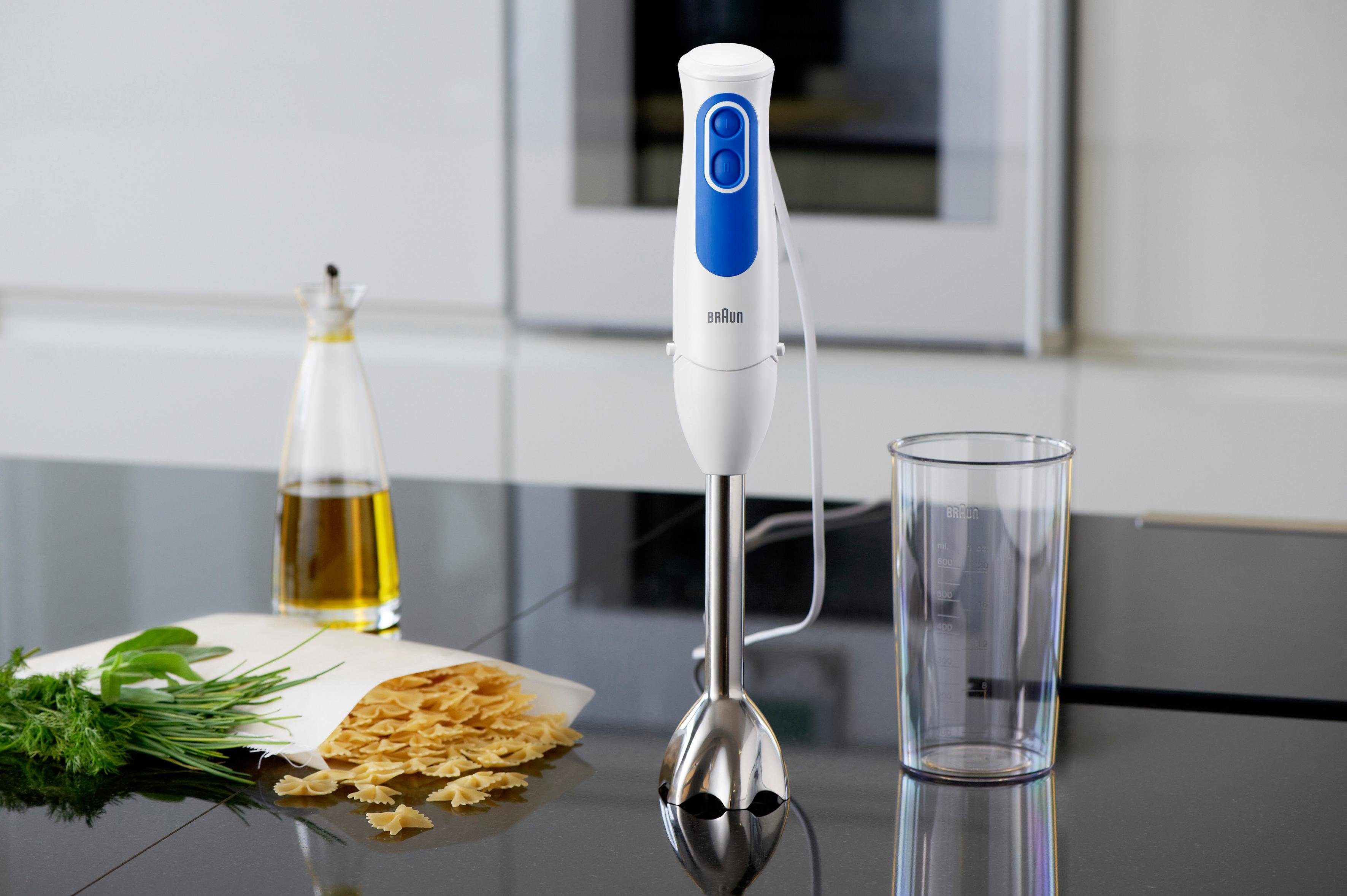 Braun Stabmixer MQ 3005 Cream MultiQuick 3, 700 W, mit Schneebesen und 600 ml Mixbecher