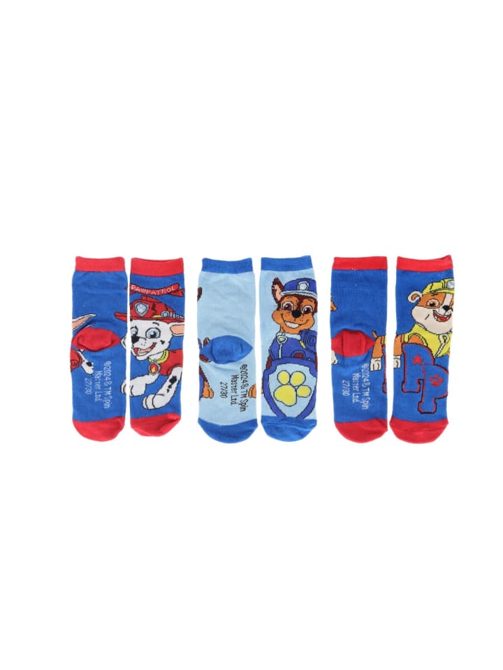 Paw Patrol 3er-Pack Socken Komfortable Socken für Kinder mit elastischem in Mehrfarbig günstig kaufen