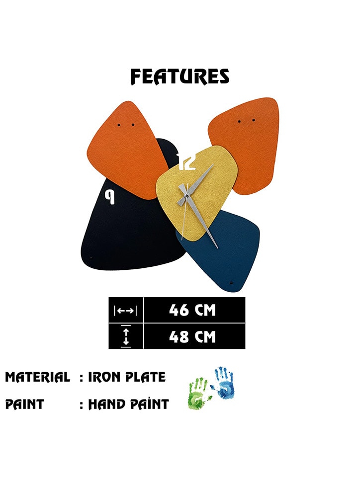 wall addiction Wanduhr in Bunt - (B)46 x (H)48 cm günstig kaufen 46x48 cm