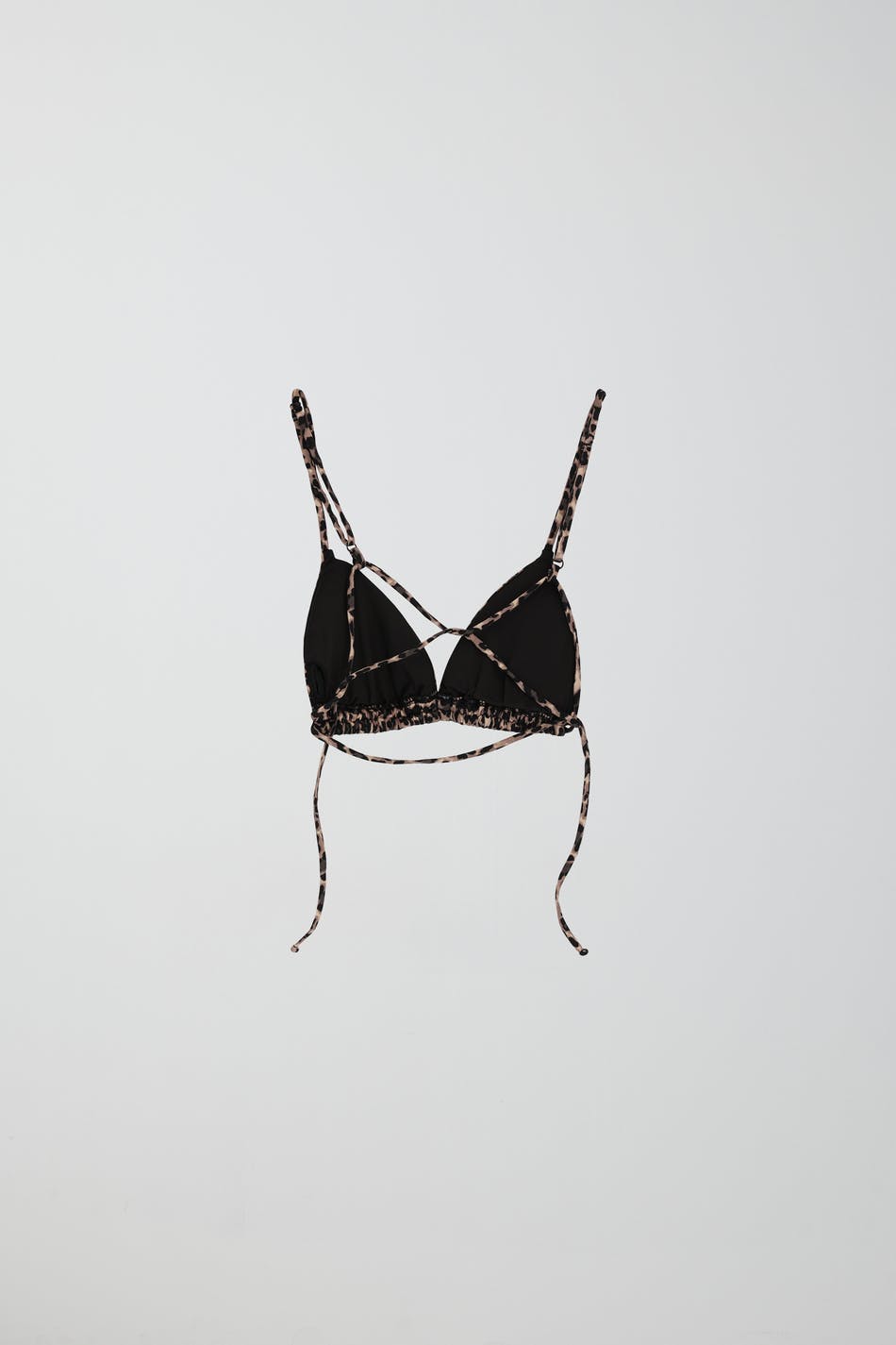Shiny tie triangle bikini top