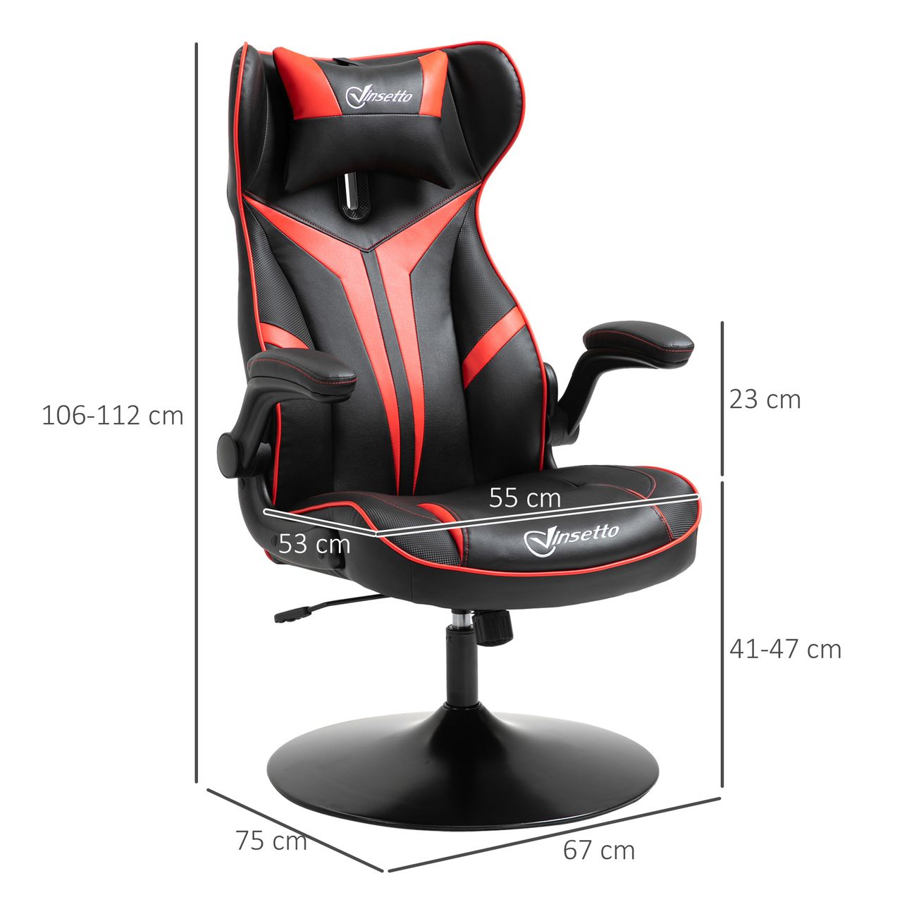 Vinsetto Gaming Stuhl ergonomischer Computerstuhl mit Wippfunktion Rot