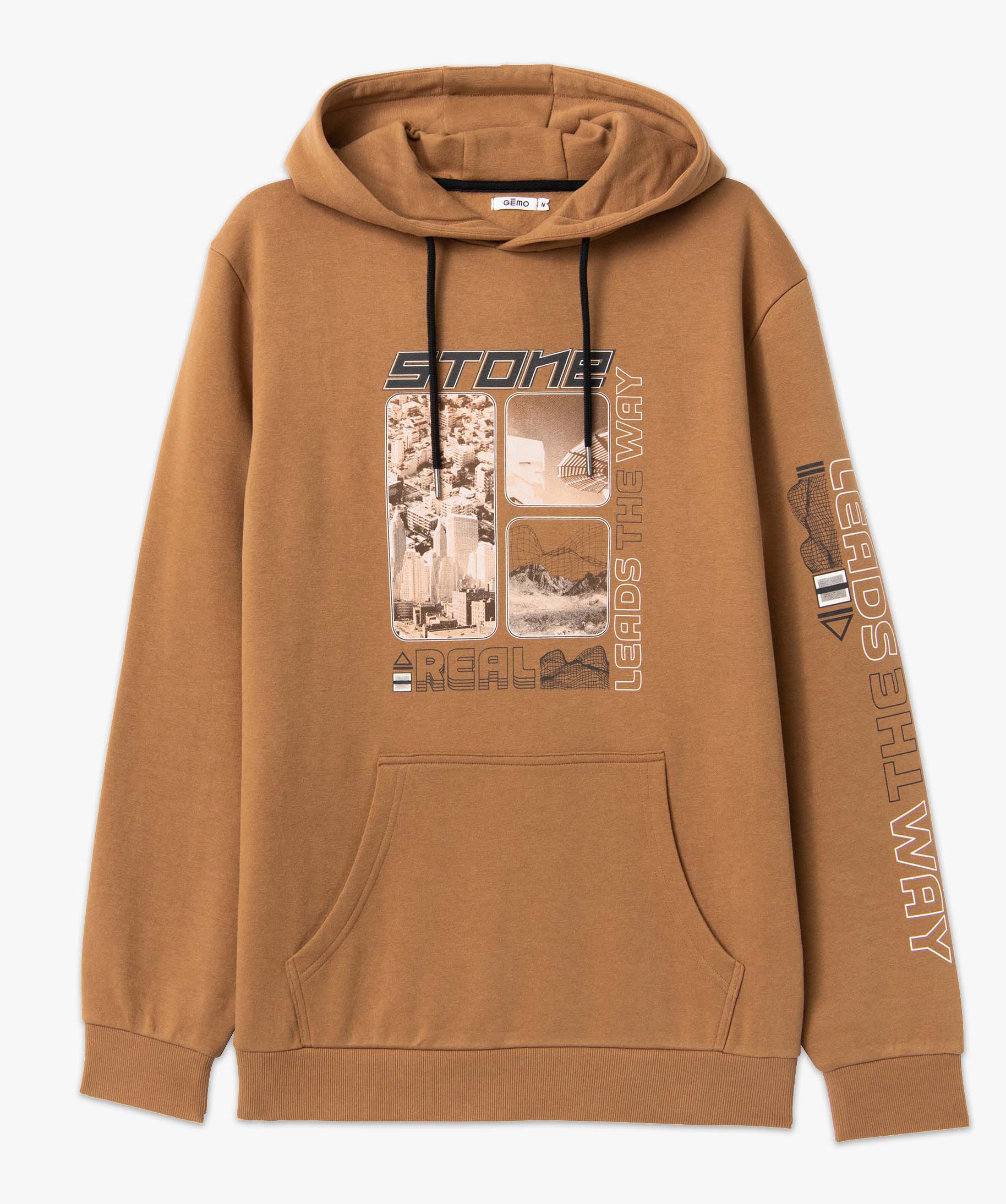 Sweat homme en jersey molletonné à capuche marron | GEMO