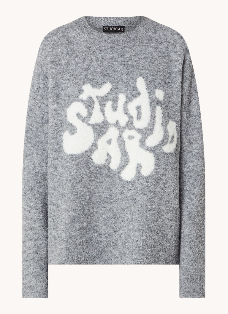 STUDIO AR by Arma Kirsi smalki adīts džemperis no vilnas maisījuma ar logotipa apdruku