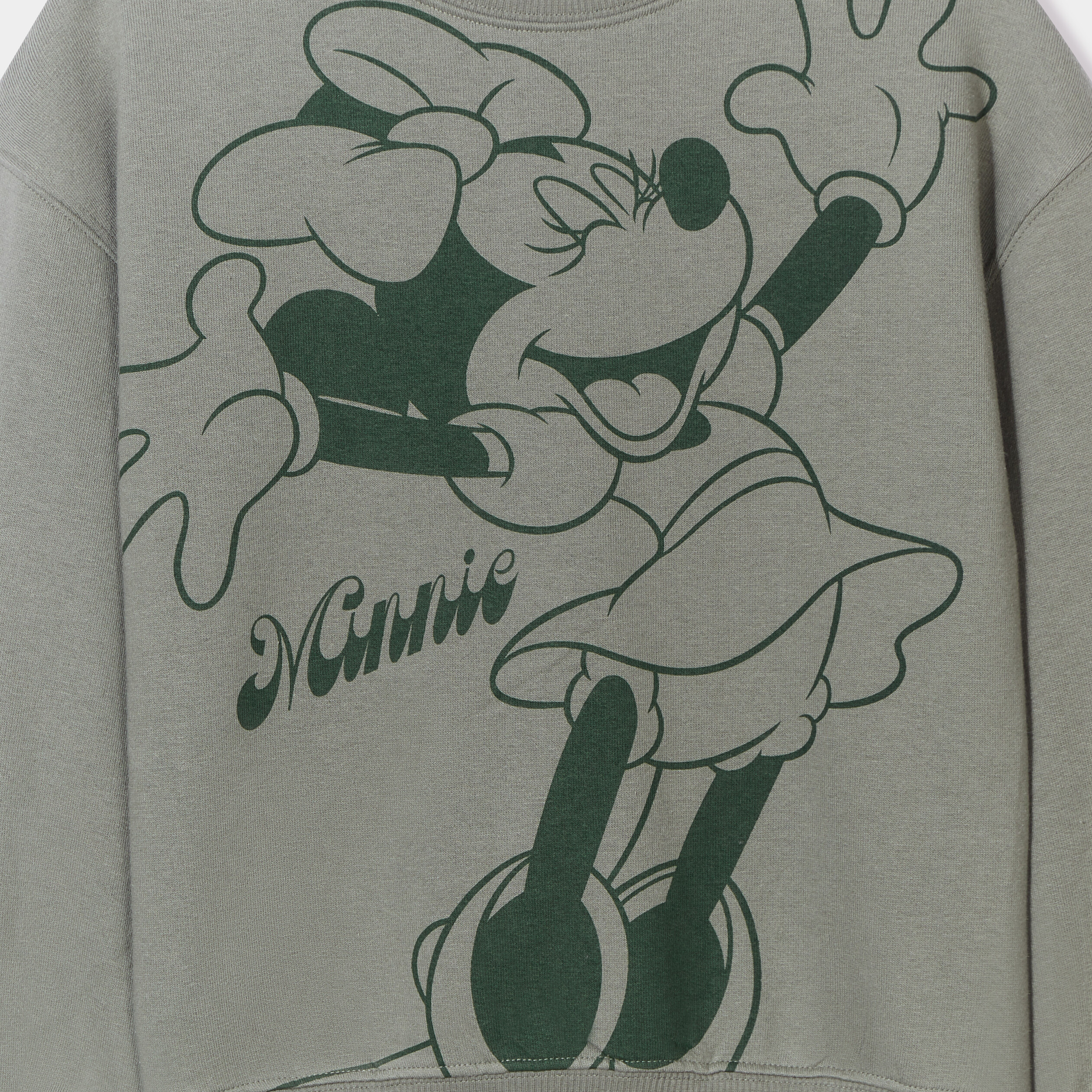 Sweat col rond manches longues Minnie vert kaki fille | La Halle