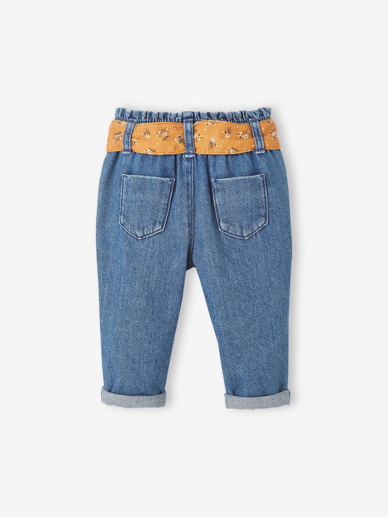 Jean avec ceinture en tissu bébé denim brut