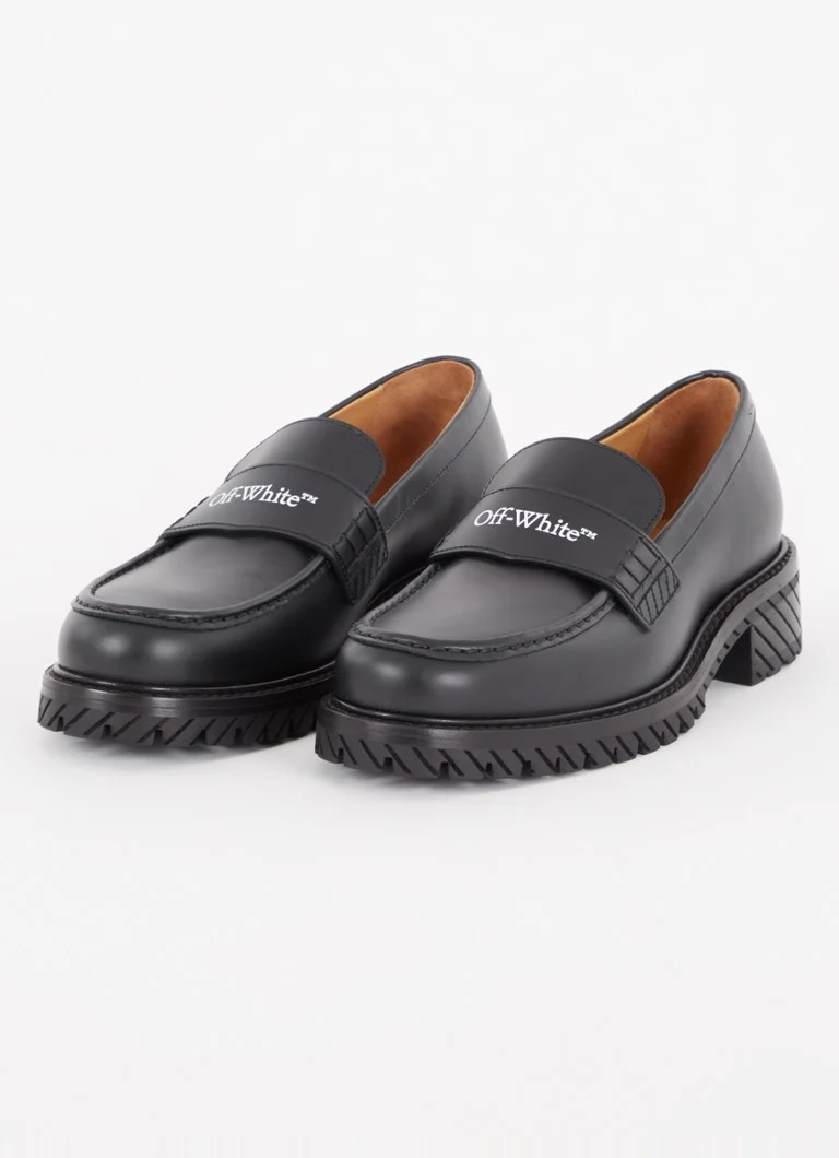 Off-White leather combat loafer with logo