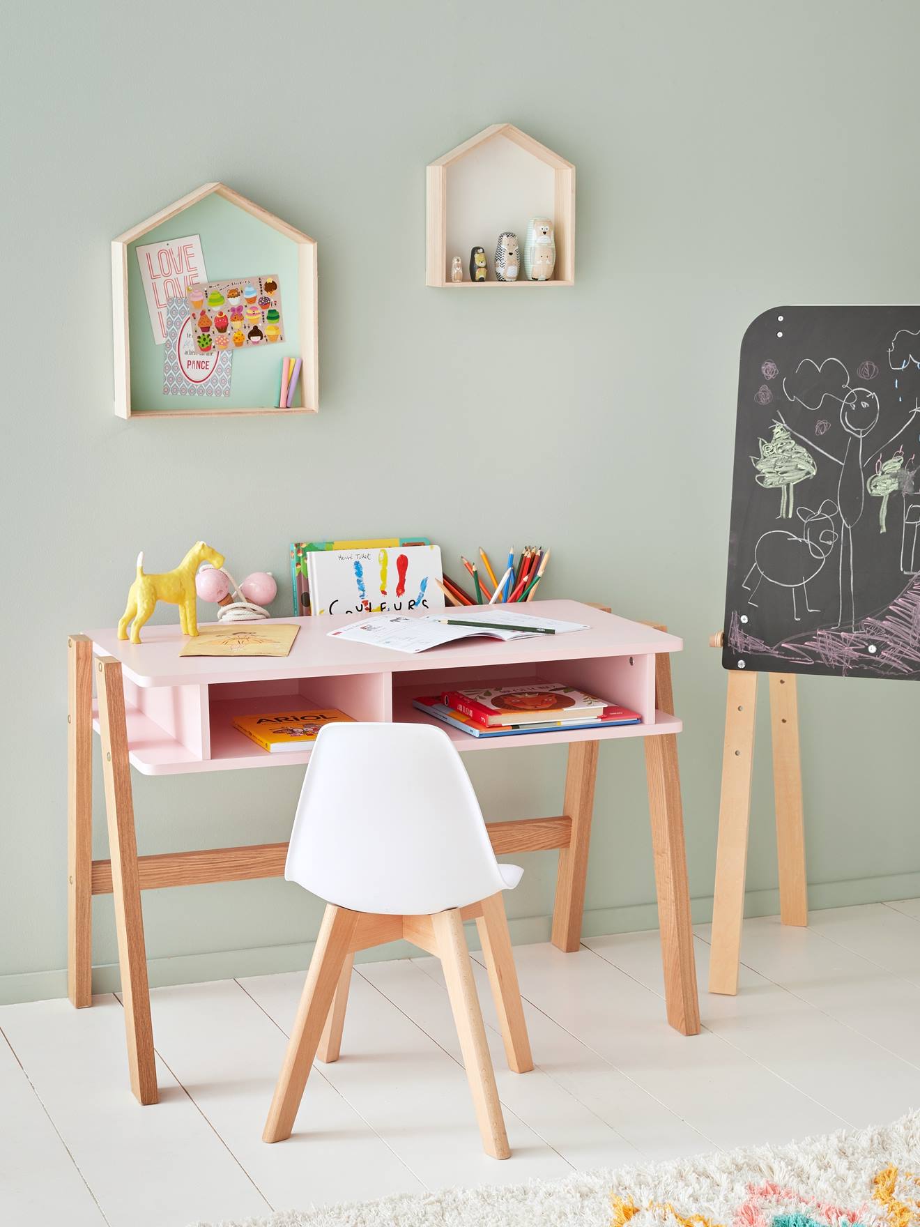 Vertbaudet Kinderstuhl SCANDI, Sitzhöhe 46 cm - weiß/natur