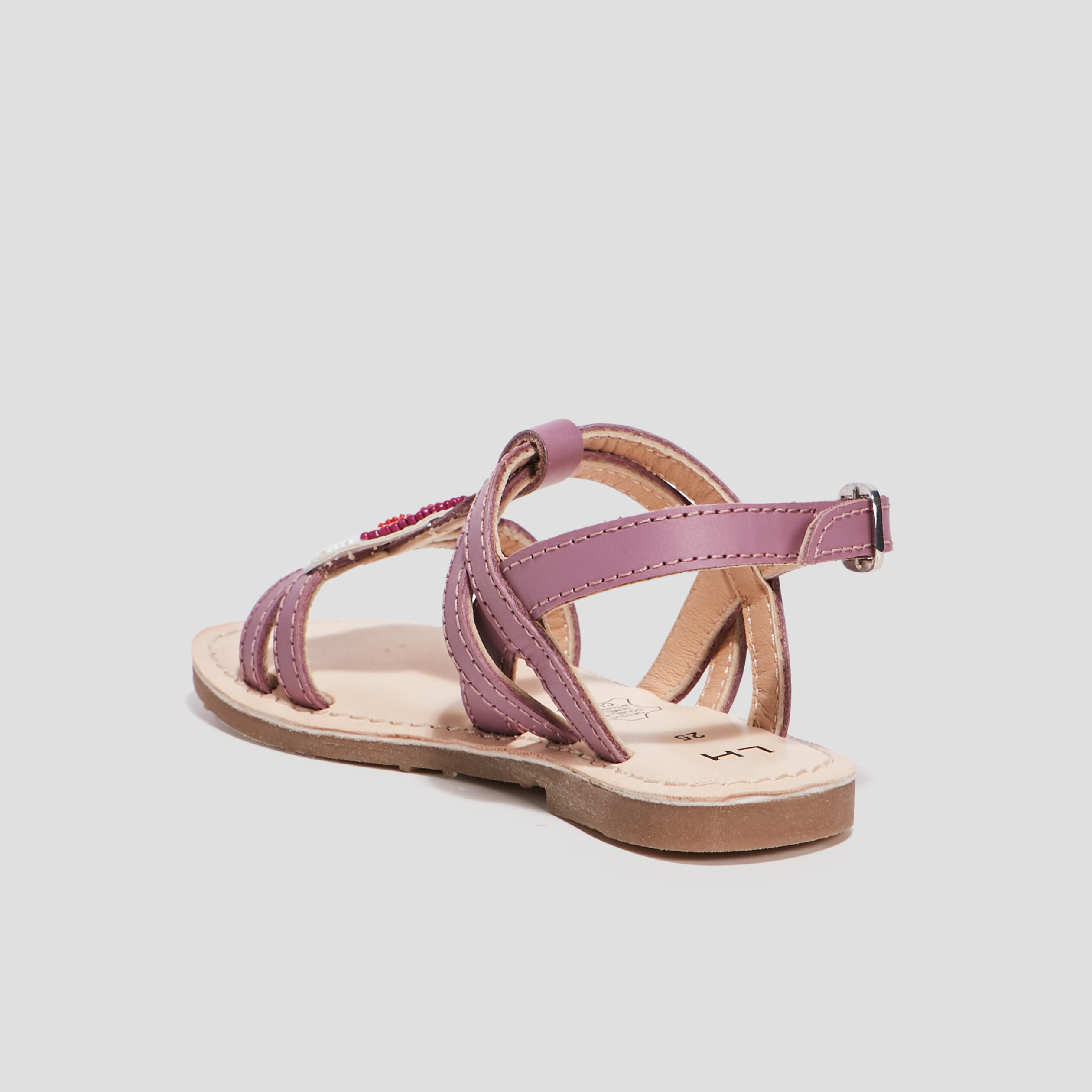 Sandales en cuir violet fille | La Halle
