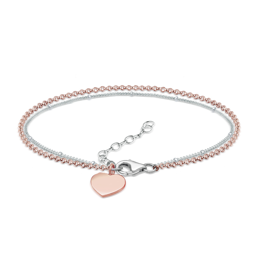 Elli Elli Bracelet Bi-Color Layer Herz Love 925er Sterling Silber Bracelet