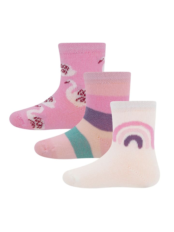 ewers 2er-Set Socken 3er Pack Regenbogen/Ringel/Schwan in rose-latte günstig kaufen