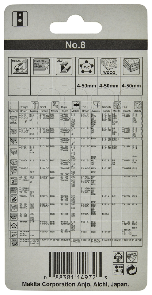 Makita Accessoires A-85911 Decoupeerzaagblad NO8 5 stuków