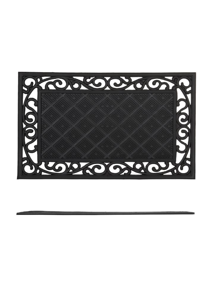relaxdays Fußabtreter Blumenranke in Schwarz - (B)75 x (T)45 cm günstig kaufen onesize