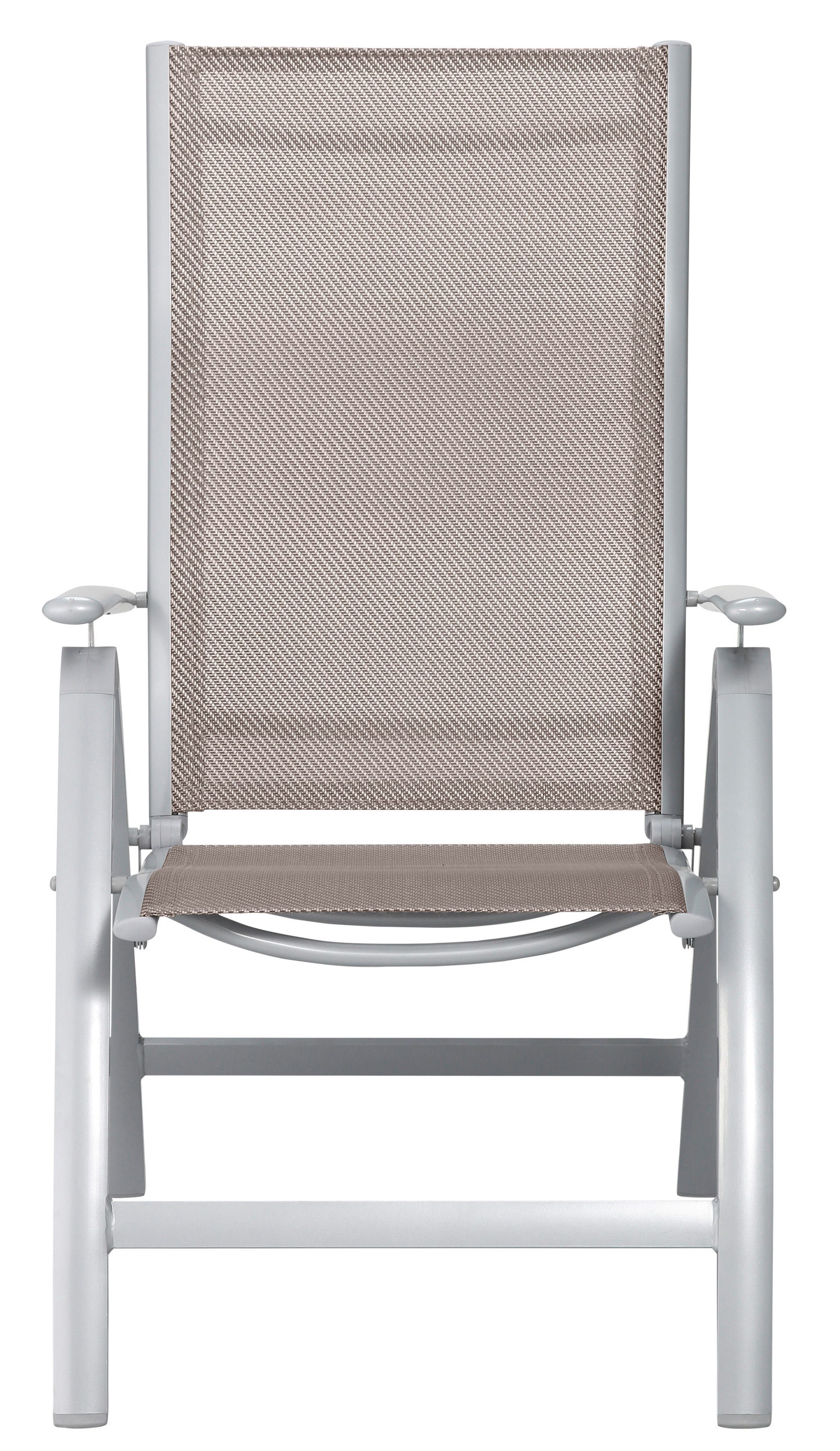 MERXX Garten-Essgruppe Amalfi, (7-tlg), 6 Hochlehner, ausziehbarer Tisch 90x140-200 cm, Alu/Textil