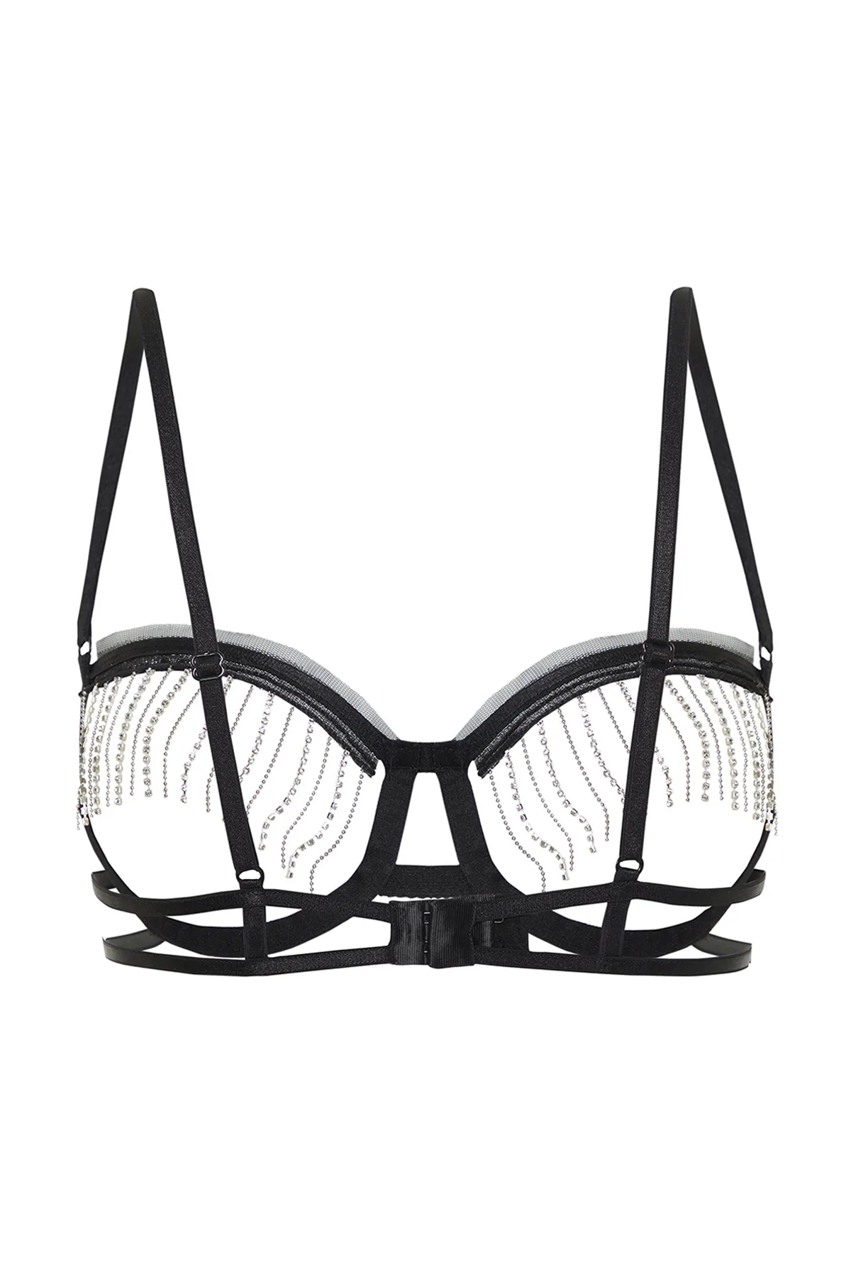 Trendyol Collection  Schwarzer Strick-BH mit unbedecktem Bügel und Seilträgern in Steinoptik THMSS24SU00039