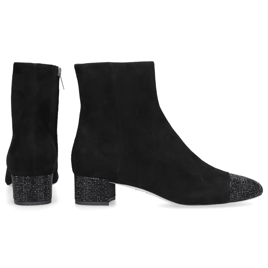 Rene Caovilla - Klassische Stiefeletten RHINESTONE 40 Veloursleder - schwarz