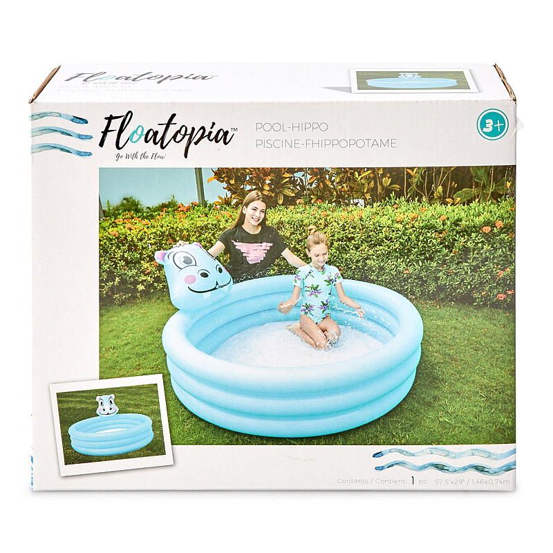 Badebasseng 152 cm 3 ringer, flodhest