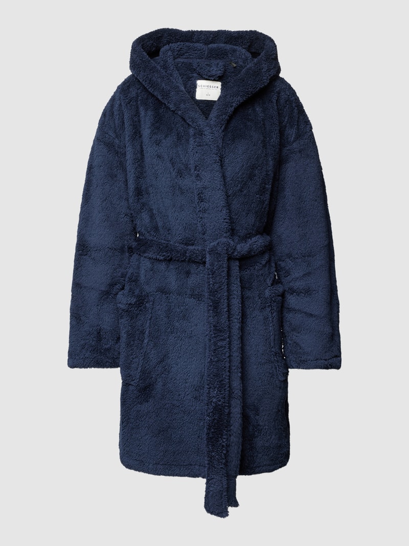 Bademantel mit Eingrifftaschen in marineblau