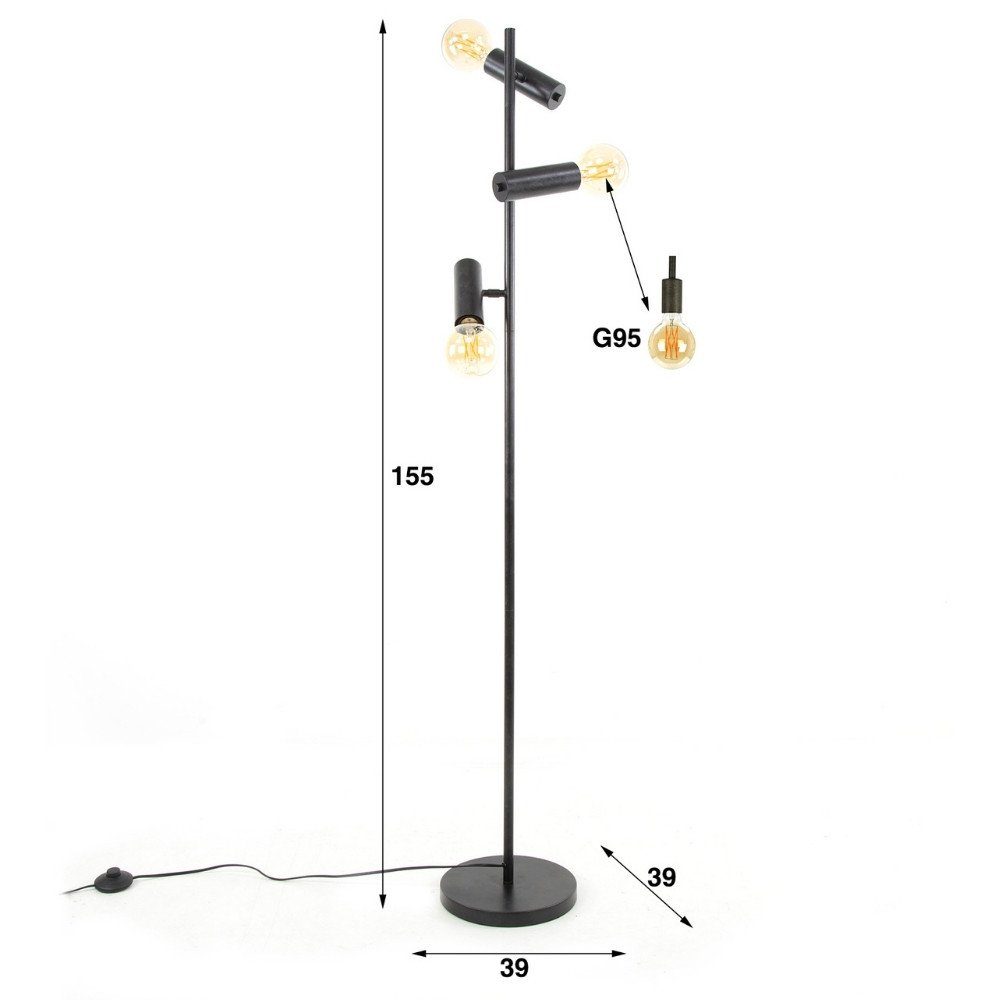famlights Stehlampe, Stehleuchte Fay in Anthrazit E27 3-flammig, keine Angabe, Leuchtmittel enthalten: Nein, warmweiss, Stehlampe, Standlampe