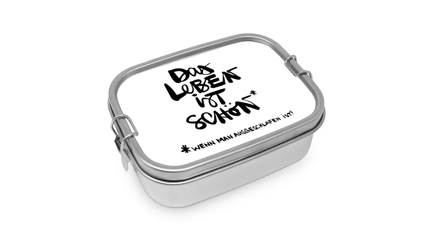 Design@Home Edelstahl Lunchbox Schönes Leben weiß/ schwarz