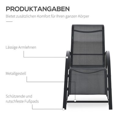 Outsunny Gartenliege Sonnenliege-Set mit Tisch, 2 Liegestühlen, Campingliege, 3 St., Relaxliege, für Balkon, Terrasse, Schwarz