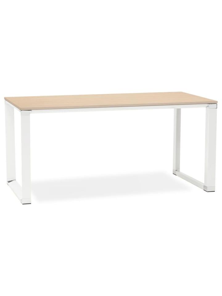 KADIMA DESIGN Schreibtisch 160x80 cm geräumig elegant, Melaminholz & Metall in Beige-Weiß günstig kaufen