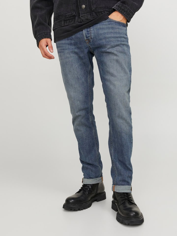 Jack & Jones Slim Fit Jeans Hose Low Rise Stretch Denim Pants JJIGLENN in Dunkelblau günstig kaufen