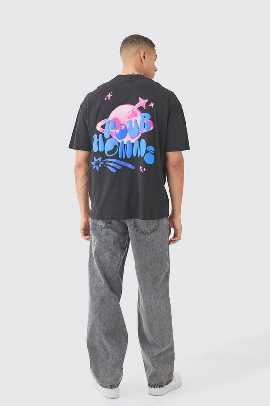 Oversize T-Shirt mit Pour Homme Print